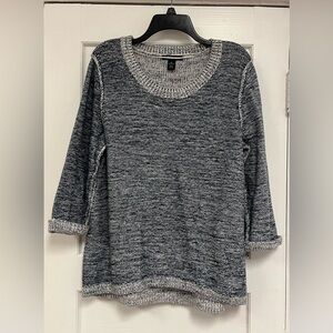 Style & Co women’s sweater cotton blend XL black, white, blue inside out Marled